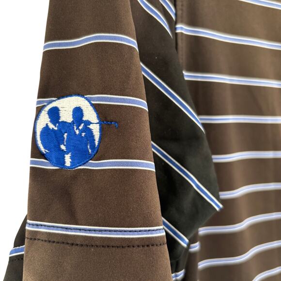 Peter Millar Summer Comfort Large Black Blue Striped Golf Polo Shirt - Picture 7 of 7
